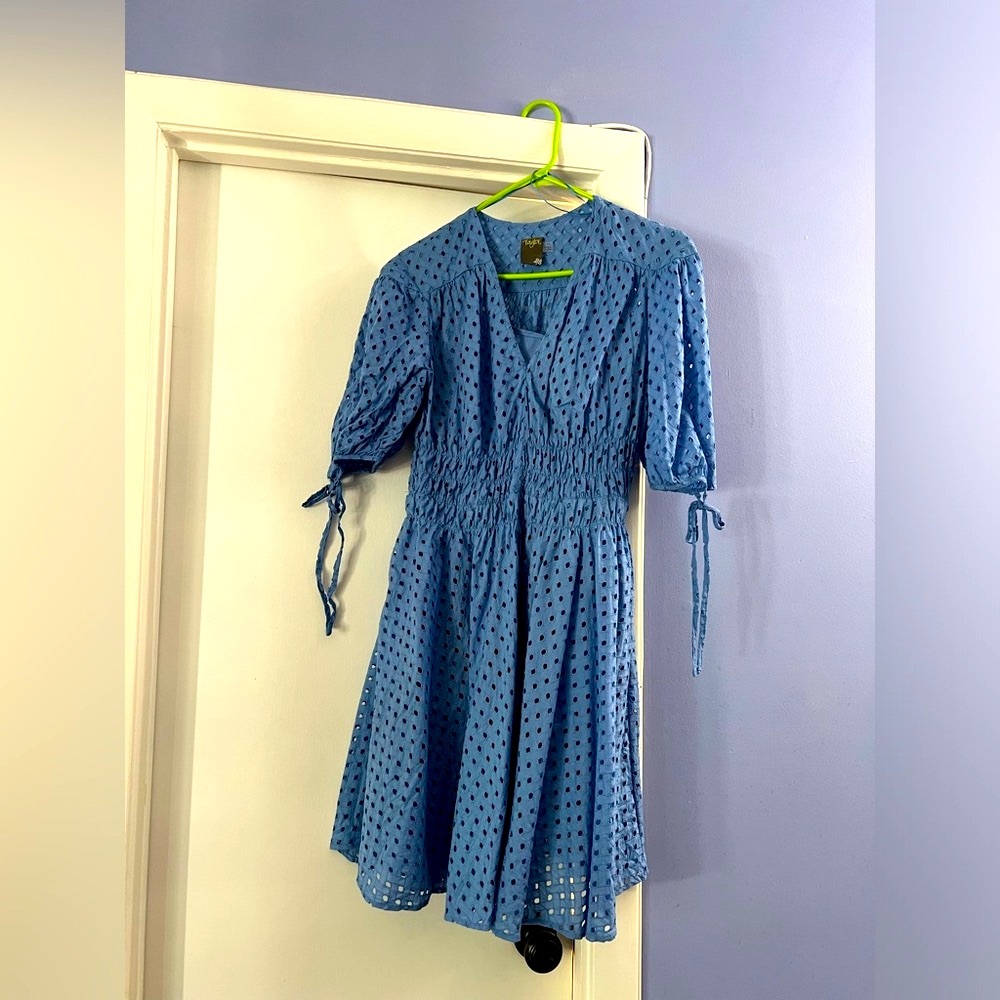 Periwinkle blue dress.